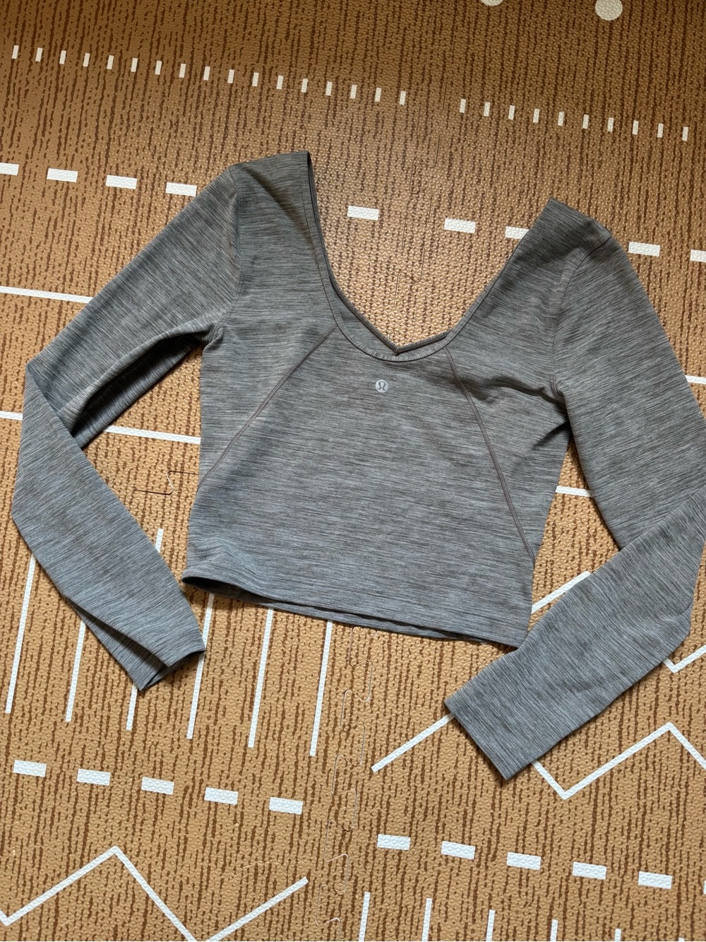 lululemon athletica Gray Long Sleeve Scoop-Neck Crop Top 6